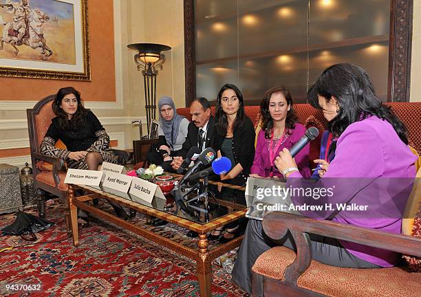 Actress Iltezam Morrar, producer Jehane Noujaim, actor Ayed Morror, director Julia Bacha, producer Rula Salameh, producer Ronit Avni and interpreter...