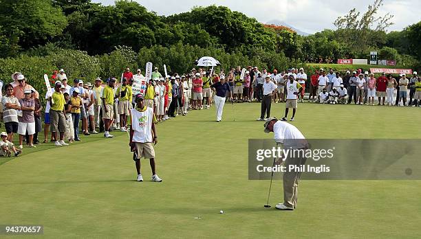 Kevin Spurgeon of England putts during the final round of the Mauritius Commercial Bank Open played at The Legends Course, Constance Belle Mare...