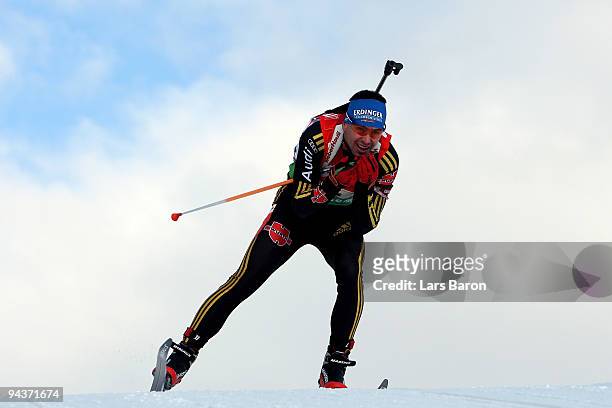 Michael Greis of Germany competes during the Men's 4x7,5 km relay in the IBU Biathlon World Cup on December 13, 2009 in Hochfilzen, Austria.