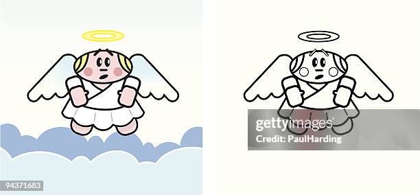 ilustrações de stock, clip art, desenhos animados e ícones de pequeno anjo - anjo da guarda