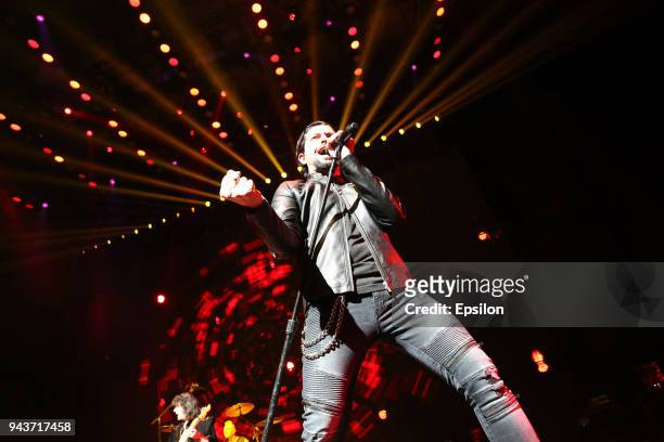 Ronnie Romero of Rainbow performs at SC Olympic on April 8, 2018 in Moscow, Russia.