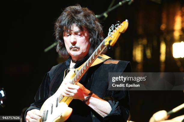 Ritchie Blackmore of Rainbow performs at SC Olympic on April 8, 2018 in Moscow, Russia.