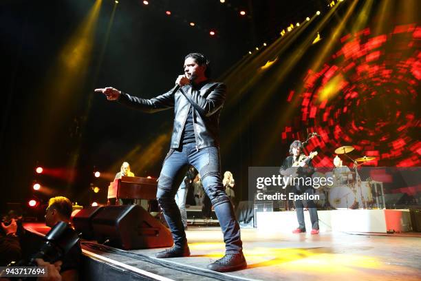 Ronnie Romero and Ritchie Blackmore of Rainbow perform at SC Olympic on April 8, 2018 in Moscow, Russia.