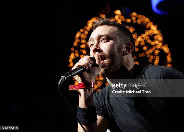 Tim McIlrath of the band Rise Against performs onstage during day one of KROQ's 2009 Almost Acoustic Christmas concert held at the Gibson...