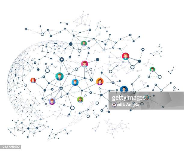 abstract network - blockchain globe stock illustrations