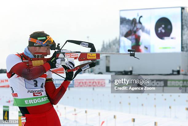 Christoph Sumann of Austria during the e.on Ruhrgas IBU Biathlon World Cup Men's 4 x 7.5 km Relay on December 13, 2009 in Hochfilzen, Austria.