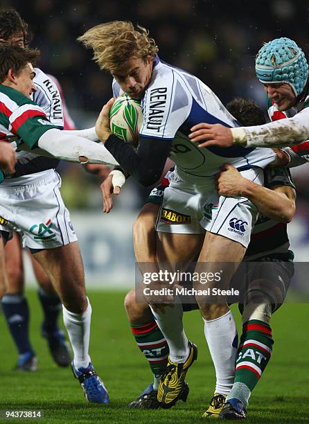 Aurelien Rougerie of Clermont in action during the ASM Clermont Auvergne v Leicester Tigers Heineken Cup Pool 3 match at the Stade Marcel Michelin on...