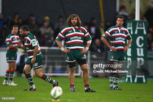 Martin Castrogiovanni of Leicester looks on during the Heineken Cup Pool 3 match between ASM Clermont Auvergne v Leicester Tigers at the Stade Marcel...