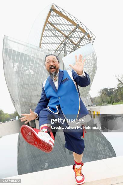 Japanese Artist Takashi Murakami attends "Au Diapason Du Monde" Exhibition at Fondation Louis Vuitton on April 9, 2018 in Paris, France.