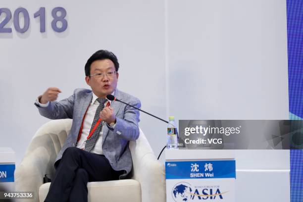 Vivo President and Chief Executive Officer Shen Wei speaks during a session at the Boao Forum for Asia Annual Conference 2018 on April 9, 2018 in...