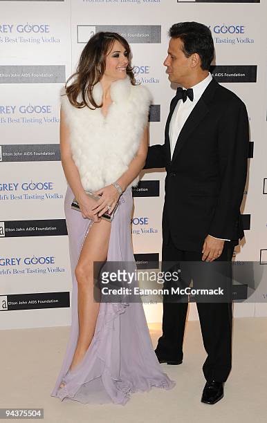Elizabeth Hurley and Arun Nayer attend the Grey Goose Character & Cocktails winter fundraiser in aid of the Elton John AIDS Foundation at The...