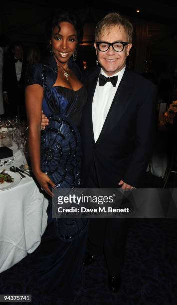 Kelly Rowland and Sir Elton John attend the Grey Goose Character & Cocktails Winter Fundraiser Ball in aid of the Elton John AIDS Foundation, at the...