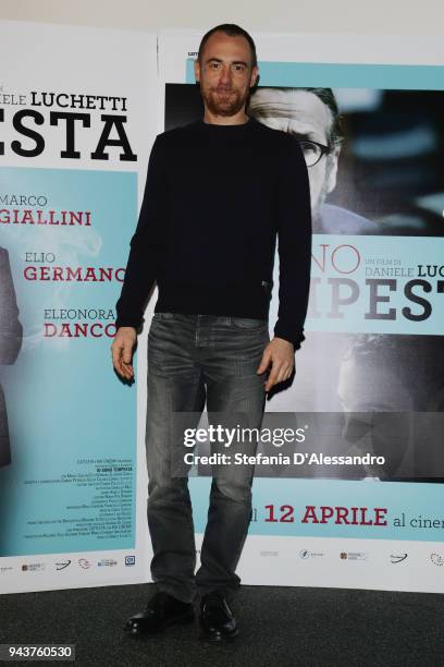 Actor Elio Germano Gucciattends 'Io Sono Tempesta' photocall on April 9, 2018 in Milan, Italy.