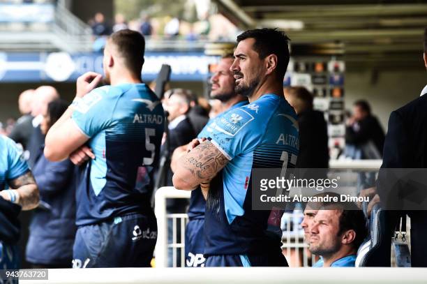 Alexandre Dumoulin of Montpellier during the Ligue 1 match between Olympique Marseille and Montpellier Herault SC at Stade Velodrome on April 8, 2018...