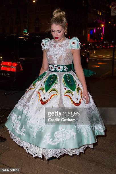 Lady Kitty Spencer attends the Dolce & Gabbana Alta ModaÊ2018 collection at the Metropolitan Opera House at Lincoln Center on April 8, 2018 in New...