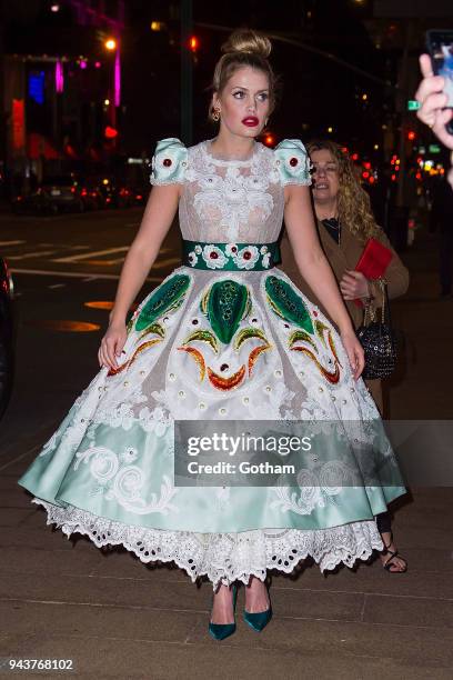 Lady Kitty Spencer attends the Dolce & Gabbana Alta ModaÊ2018 collection at the Metropolitan Opera House at Lincoln Center on April 8, 2018 in New...