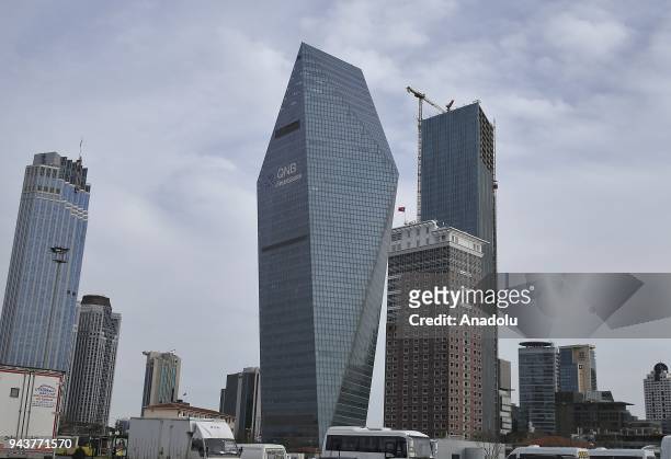 General view of the 41 floor QNB Finansbank Crystal Tower, designed by architects Henry N. Cobb and Jose Bruguera, is seen in Istanbul, Turkey on...
