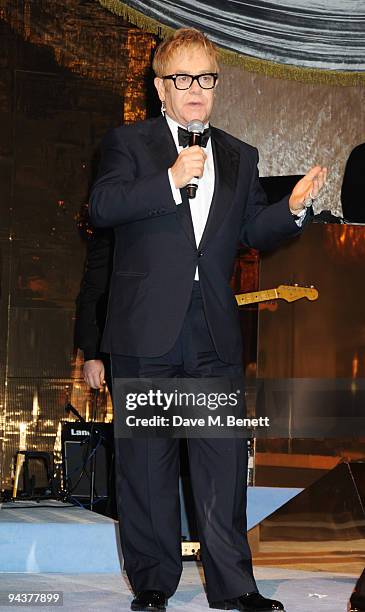Sir Elton John attends the Grey Goose Character & Cocktails Winter Fundraiser Ball in aid of the Elton John AIDS Foundation, at the Grey Goose Hotel...