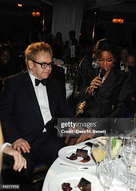 Sir Elton John and Kelly Rowland attend the Grey Goose Character & Cocktails Winter Fundraiser Ball in aid of the Elton John AIDS Foundation, at the...