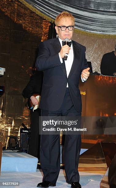 Sir Elton John attends the Grey Goose Character & Cocktails Winter Fundraiser Ball in aid of the Elton John AIDS Foundation, at the Grey Goose Hotel...