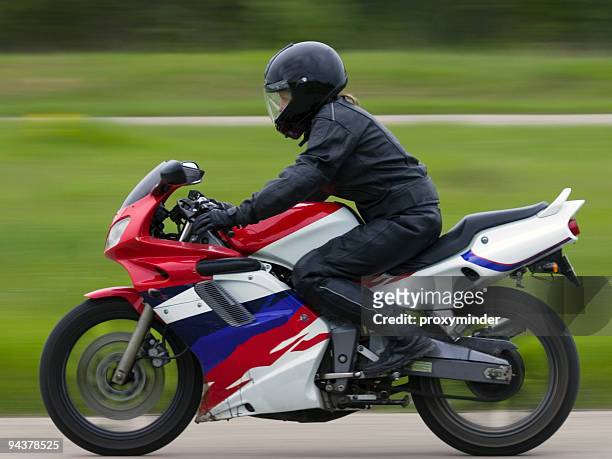 girl on motorcycle - sports helmet stock pictures, royalty-free photos & images