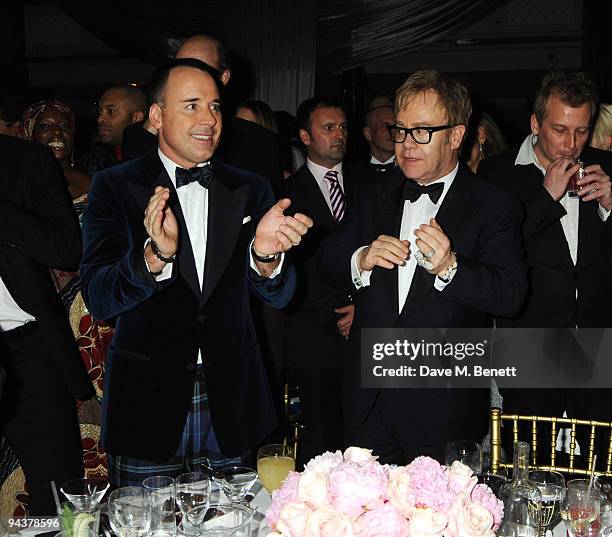 David Furnish and Sir Elton John attend the Grey Goose Character & Cocktails Winter Fundraiser Ball in aid of the Elton John AIDS Foundation, at the...