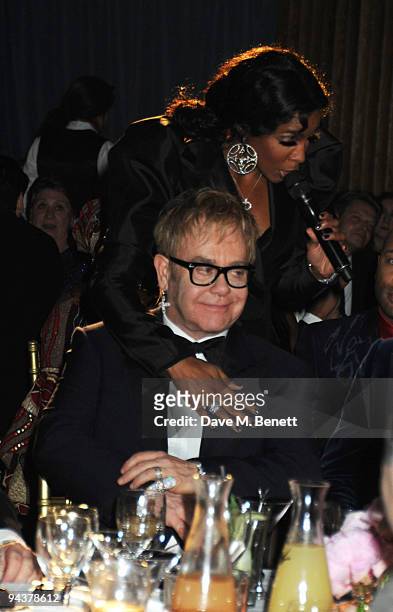 Kelly Rowland and Sir Elton John attend the Grey Goose Character & Cocktails Winter Fundraiser Ball in aid of the Elton John AIDS Foundation, at the...