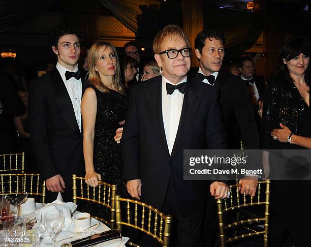 Aaron Johnson, Sam Taylor-Wood, Sir Elton John and Arpad Busson attend the Grey Goose Character & Cocktails Winter Fundraiser Ball in aid of the...