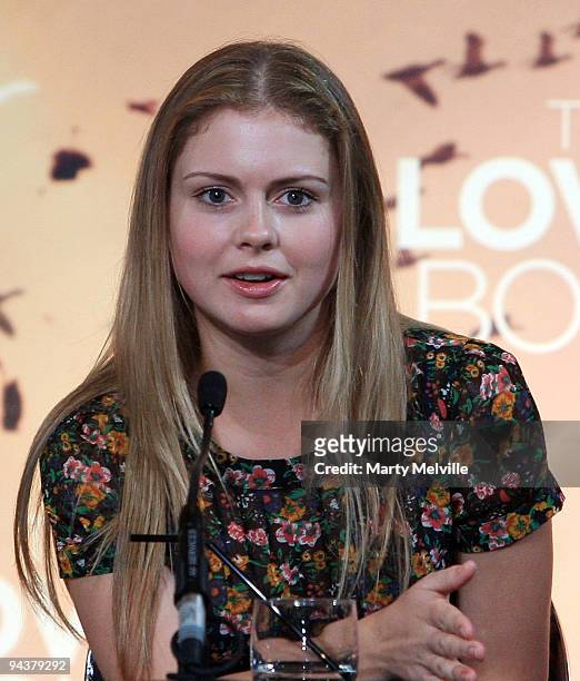 Actress Rose McIver speaks to the media during the The Lovely Bones press conference at Intercontinental Hotel on December 14, 2009 in Wellington,...