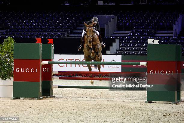 Martina Hingis rides and competes during the International Gucci Masters Competition - Day 3 at Paris Nord Villepinte on December 12, 2009 in Paris,...