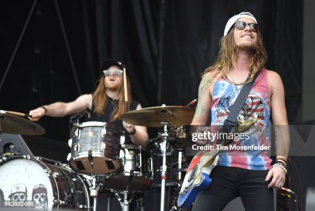 Neil Mason and Jaren Johnston of The Cadillac Three perform during the 2018 Tortuga Music Festival on April 8, 2018 in Fort Lauderdale, Florida.