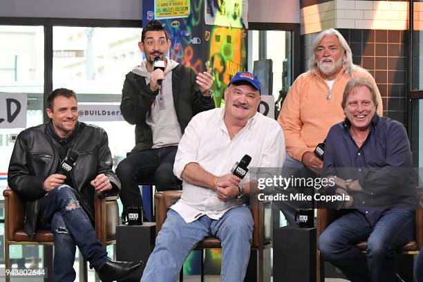 Jake Anderson, Josh Harris, Keith Colburn, Wild Bill, and Sig Hansen of "Deadliest Catch' visit Build Studio on April 9, 2018 in New York City.