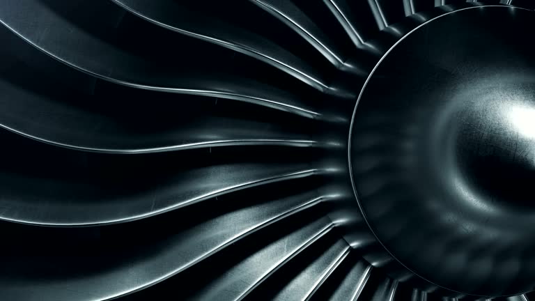 Jet Head Render 3D Rendering jet engine, close-up view jet engine blades. 4k animation ...