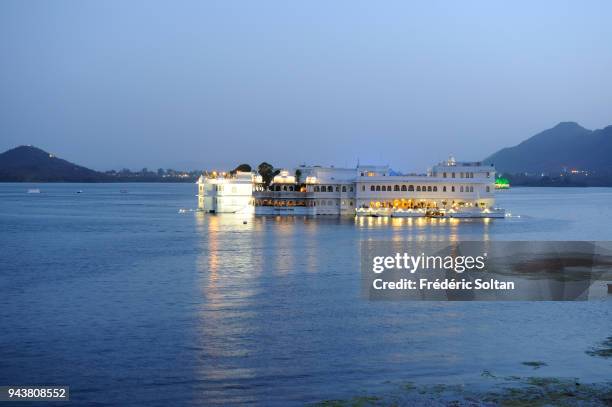 Taj Lake Palace on Lake Pichola in Udaipur in Rajasthan on March 10, 2017 in India.
