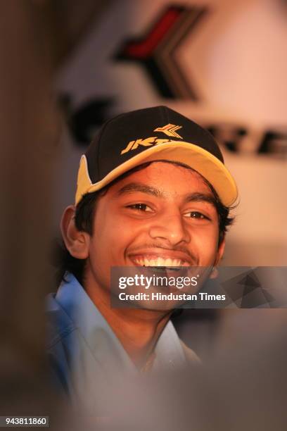 Ashwin Sundir, Youngest Racing Champion, during a press conference in New Delhi. Ashwin will be driving for German racing team, Ma-Con Motor Sports...