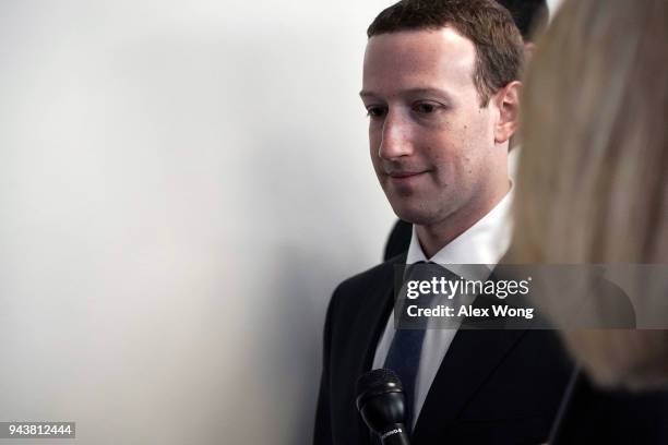 Facebook CEO Mark Zuckerberg arrives at a meeting with U.S. Sen. Bill Nelson , ranking member of the Senate Committee on Commerce, Science, and...