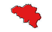 Stylized red sketch map of Belgium