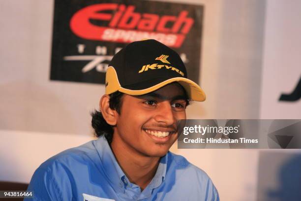 Ashwin Sundir, Youngest Racing Champion, during a press conference in New Delhi. He will be driving for German racing team, Ma-Con Motor Sports...