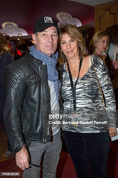 Actor Laurent Baffie and Laurence Charlebois attends Robert Charlebois Performs for 50th years of Songs at Le Grand Rex on April 7, 2018 in Paris,...