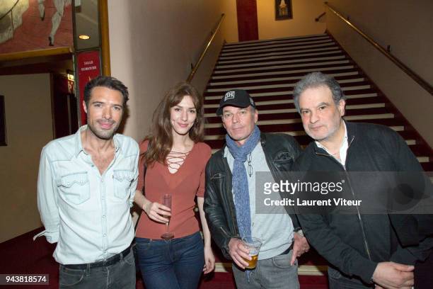 Nicolas Bedos, Doria Tillier, Laurent Baffie and Raphael Mezrahi attend Robert Charlebois Performs for 50th years of Songs at Le Grand Rex on April...