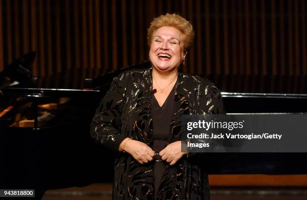 American mezzo-soprano Marilyn Horne introduces her 9th Annual Marilyn Horne Foundation New York Recital concert 'Vienna to Broadway' at the...