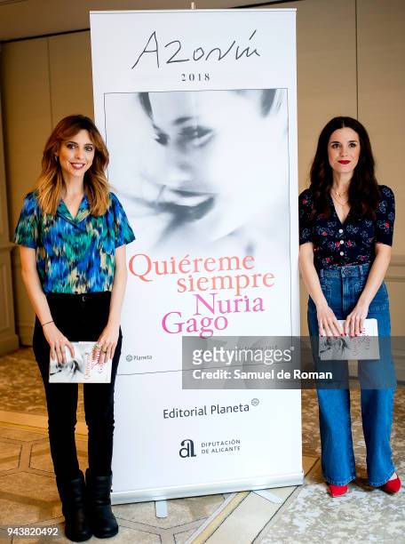 Actresses Nuria Gago and Leticia Dolera attend 'Quiereme Siempre' book presentation as 'Azorin De Novela' Award Winner on April 9, 2018 in Madrid,...