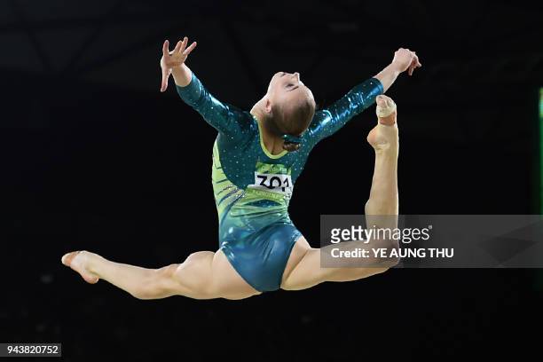 Autsralia's Georgie-Rose Brown competes in the women's floor final artistic gymnastics event during the 2018 Gold Coast Commonwealth Games at the...