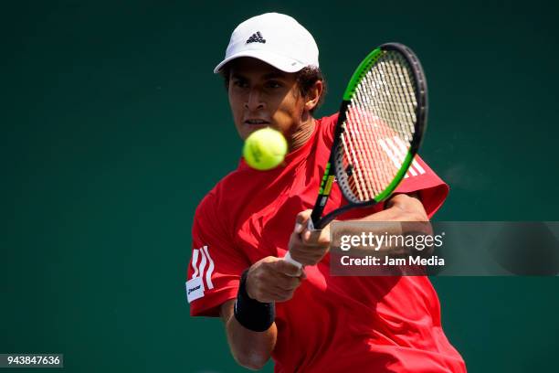 Juan Pablo Varillas of Peru during day two of the Davis Cup second round series between Mexico and Peru as part of the Group II of the American Zone...