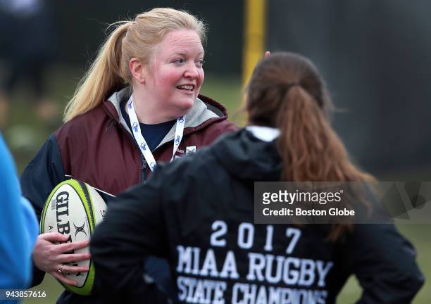Belmont head coach Kate McCabe is pictured at a rugby practice session at Belmont High School in Belmont, MA on April 2, 2018. When Greg Bruce first...
