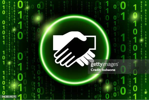 handshake binary code vector pattern background - 3d illustration rendering of binary code pattern stock illustrations