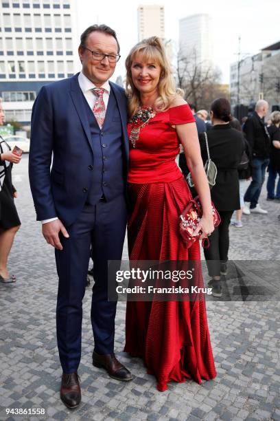 Dirk Ullmann and Nanna Kuckuck attend the Victress Awards gala on April 9, 2018 in Berlin, Germany.