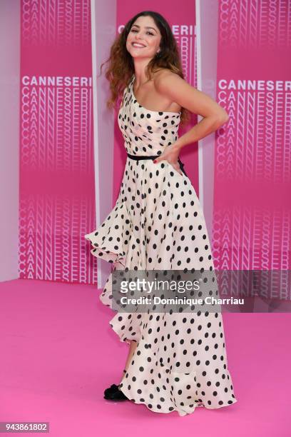 Paulina Davila attends "Aqui En La Tierra" and "Il Cacciatore" screening during the 1st Cannes International Series Festival at Palais des Festivals...