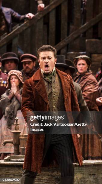 Polish tenor Piotr Beczala performs at the final dress rehearsal prior to the season revival of the 1990 Metropolitan Opera/Elijah Moshinsky...