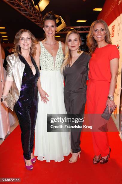 Tina Ruland, Katrin Wrobel, Regina Halmich and Kerstin Linnartz attend the Victress Awards gala on April 9, 2018 in Berlin, Germany.